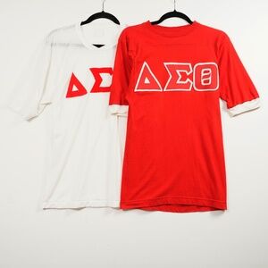 VTG Delta Sigma Theta Sorority Lot 2 Shirts – White Mesh Jersey & Red Tee